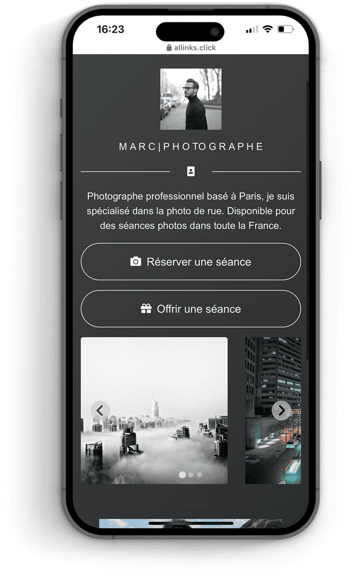 Allinks page of photographe