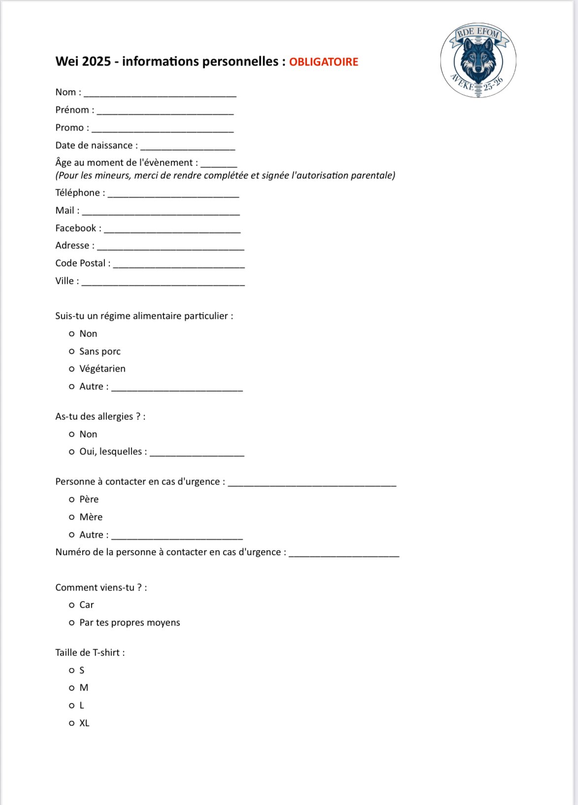 Information personnelle