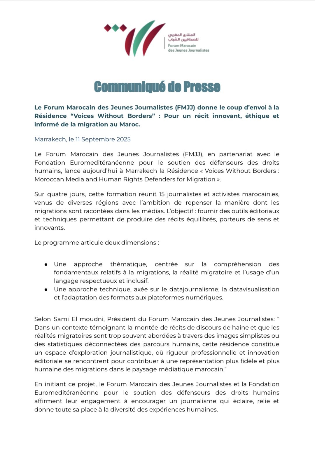 Communiqué de Presse